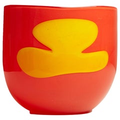 Midcentury Orange Murano Glass Bowl