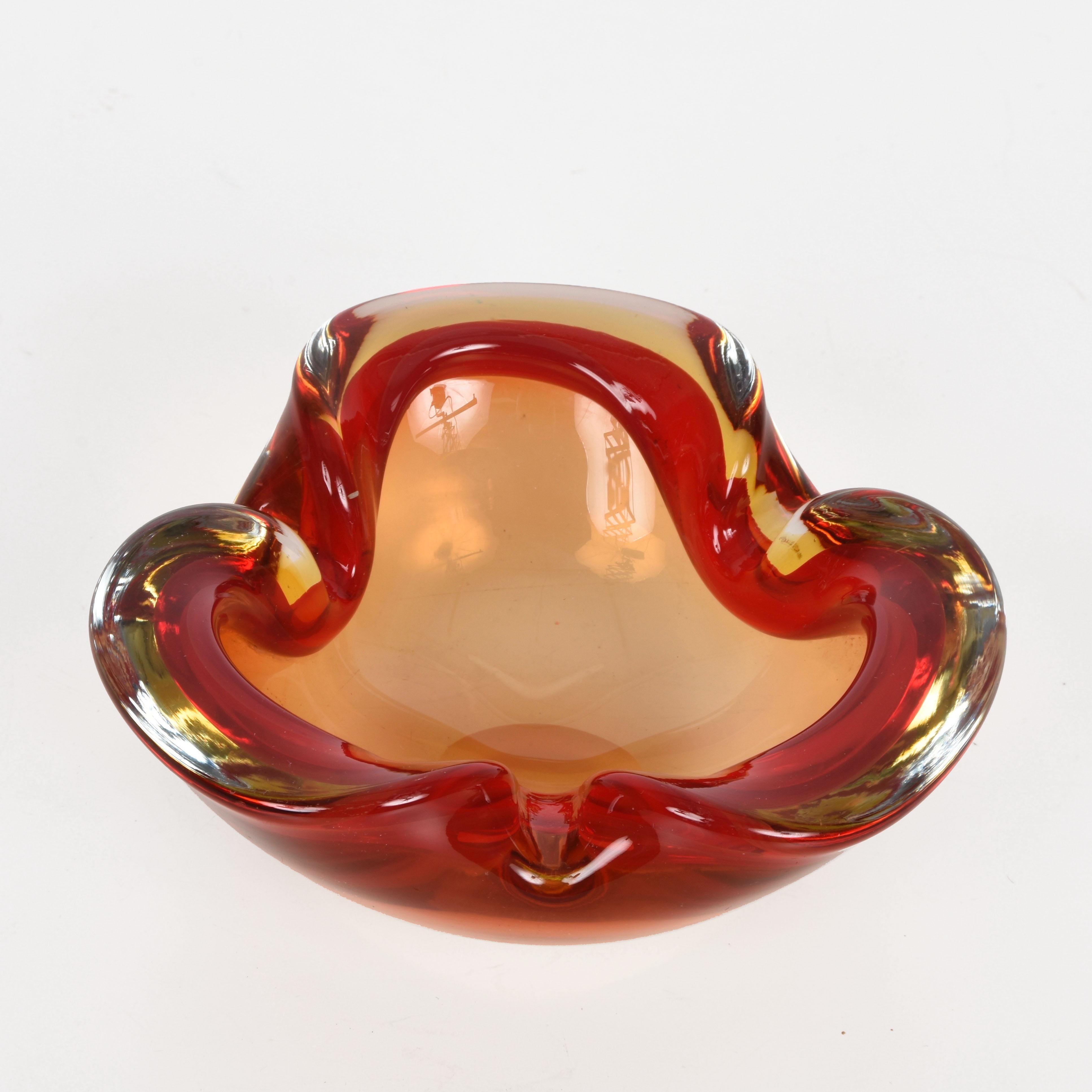 Mid-Century Modern Midcentury Orange Ruby Red Murano 