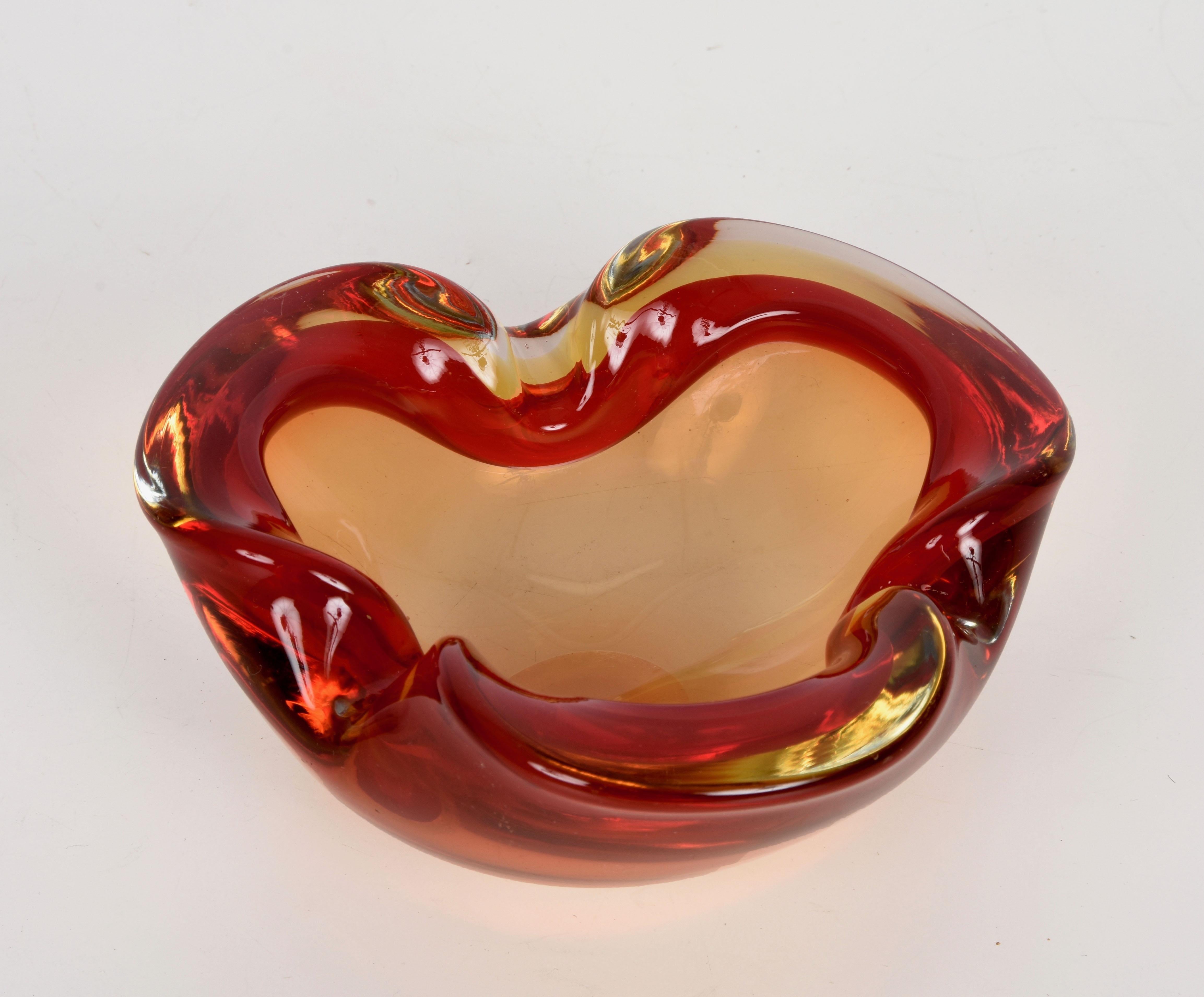 Midcentury Orange Ruby Red Murano 