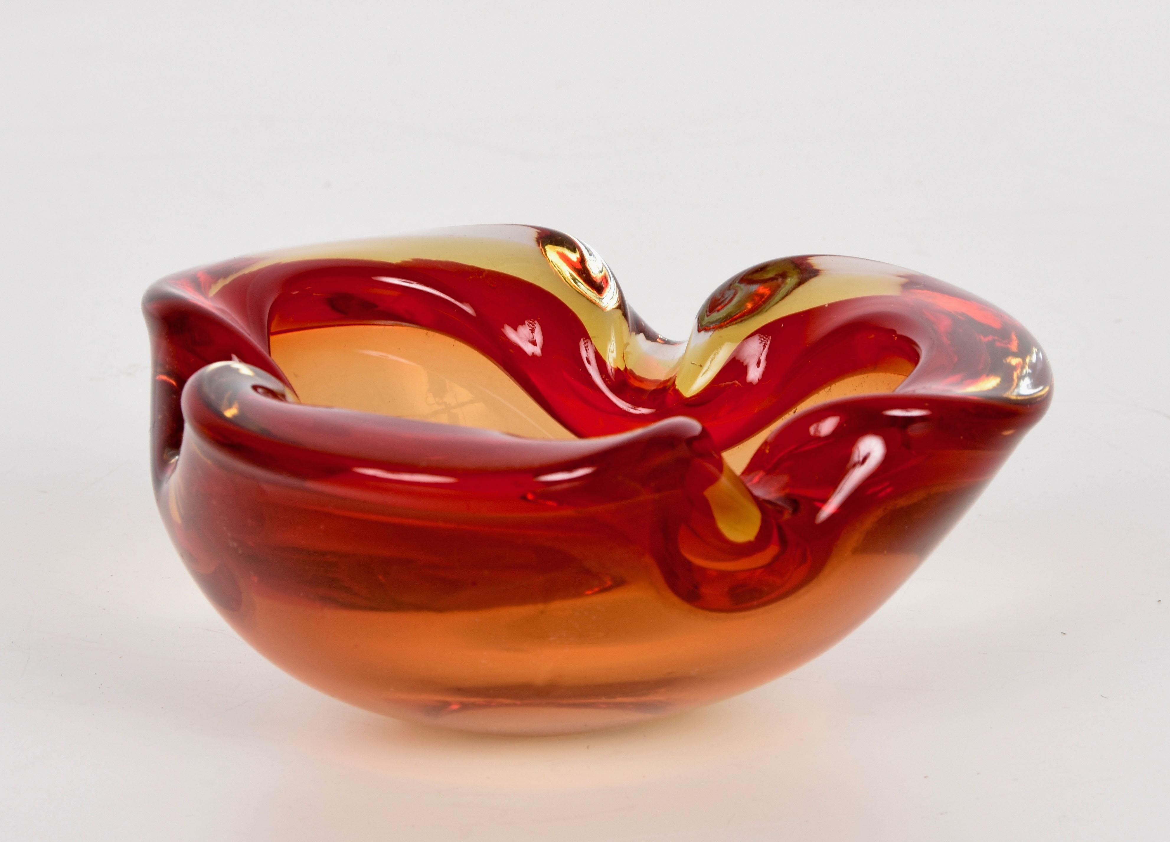 Midcentury Orange Ruby Red Murano 