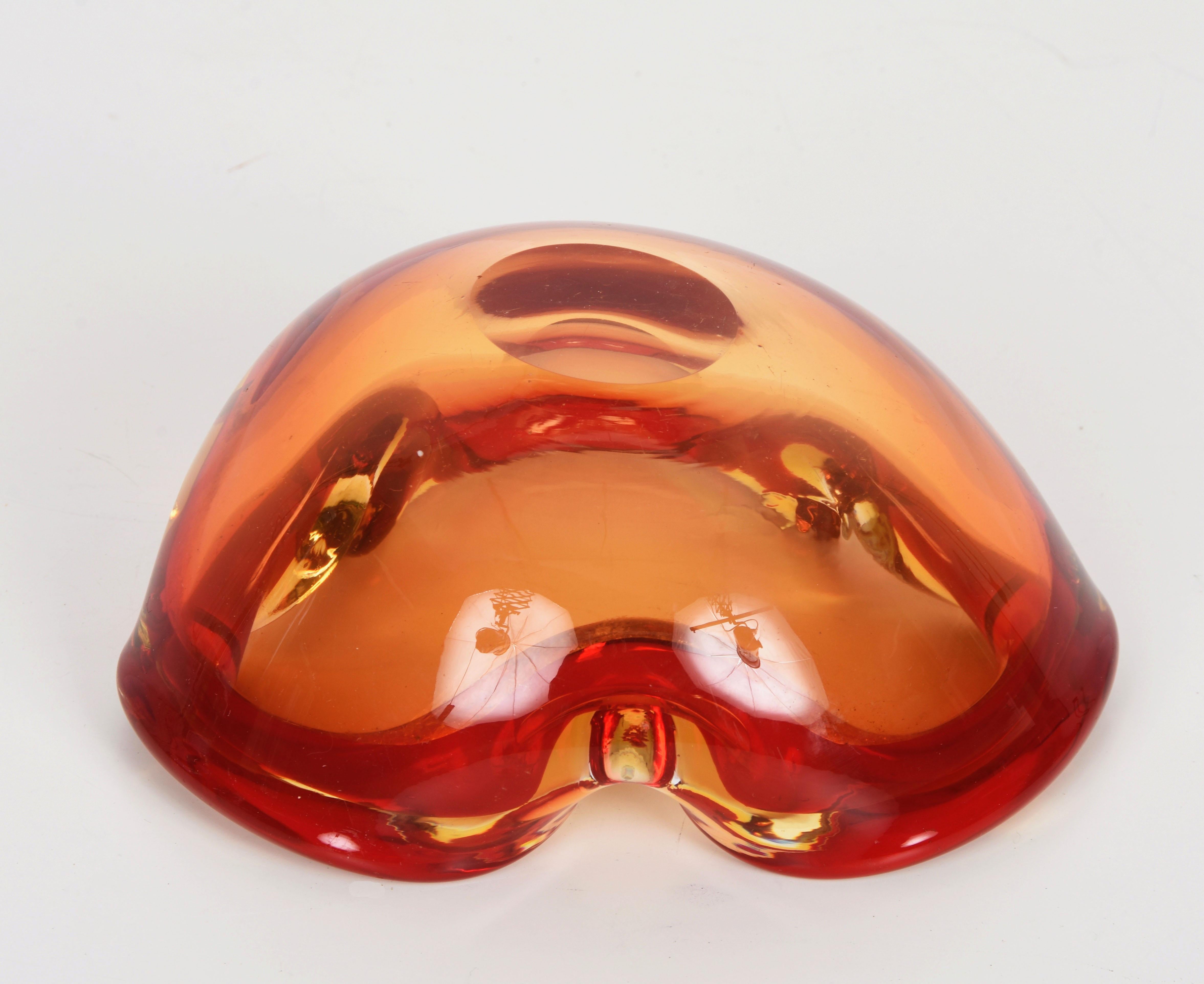 Midcentury Orange Ruby Red Murano 