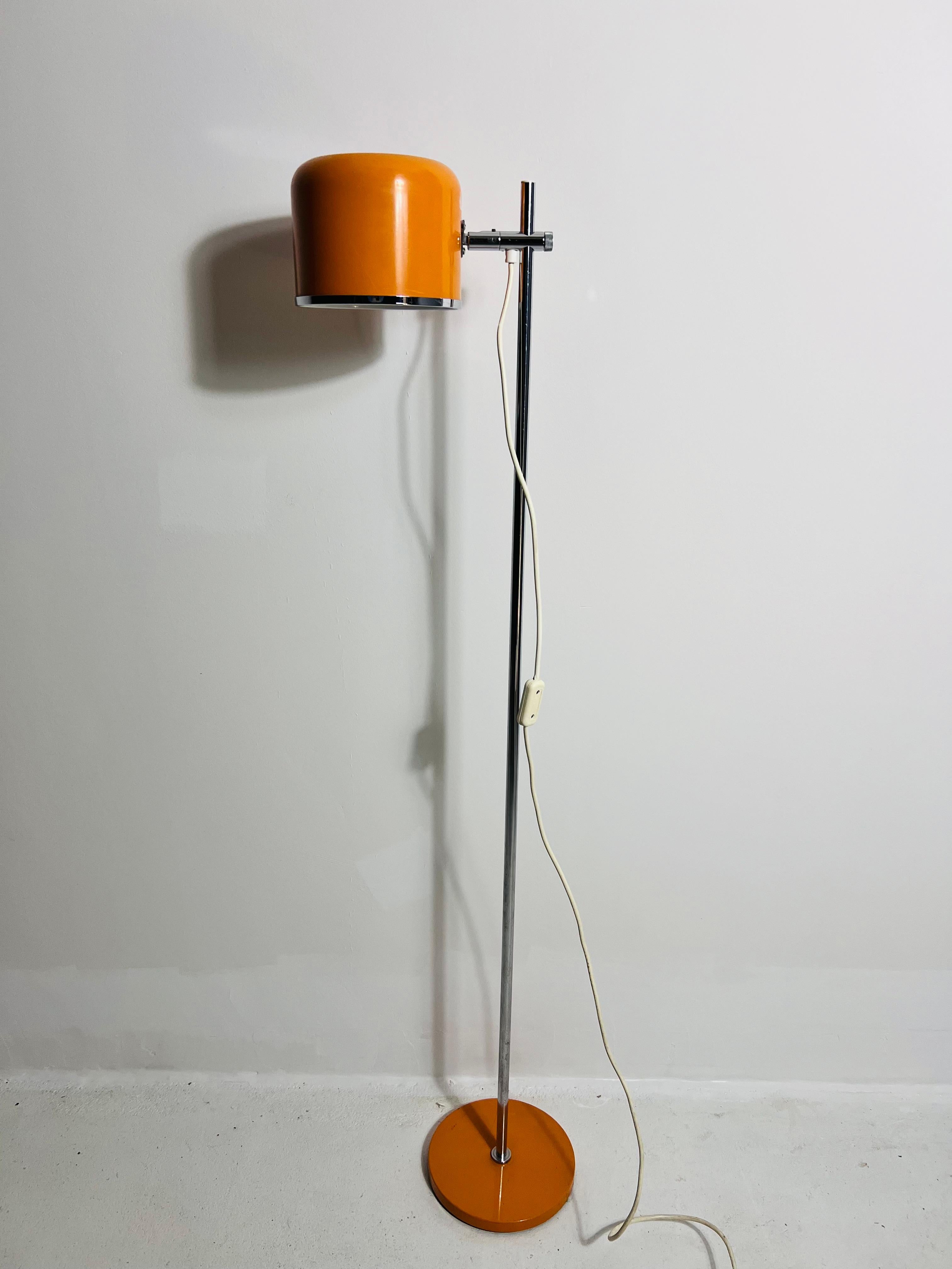 Midcentury Orange Space Age Floor Lamp by Staff, Germany, 1970s In Good Condition For Sale In Hagenbach, DE