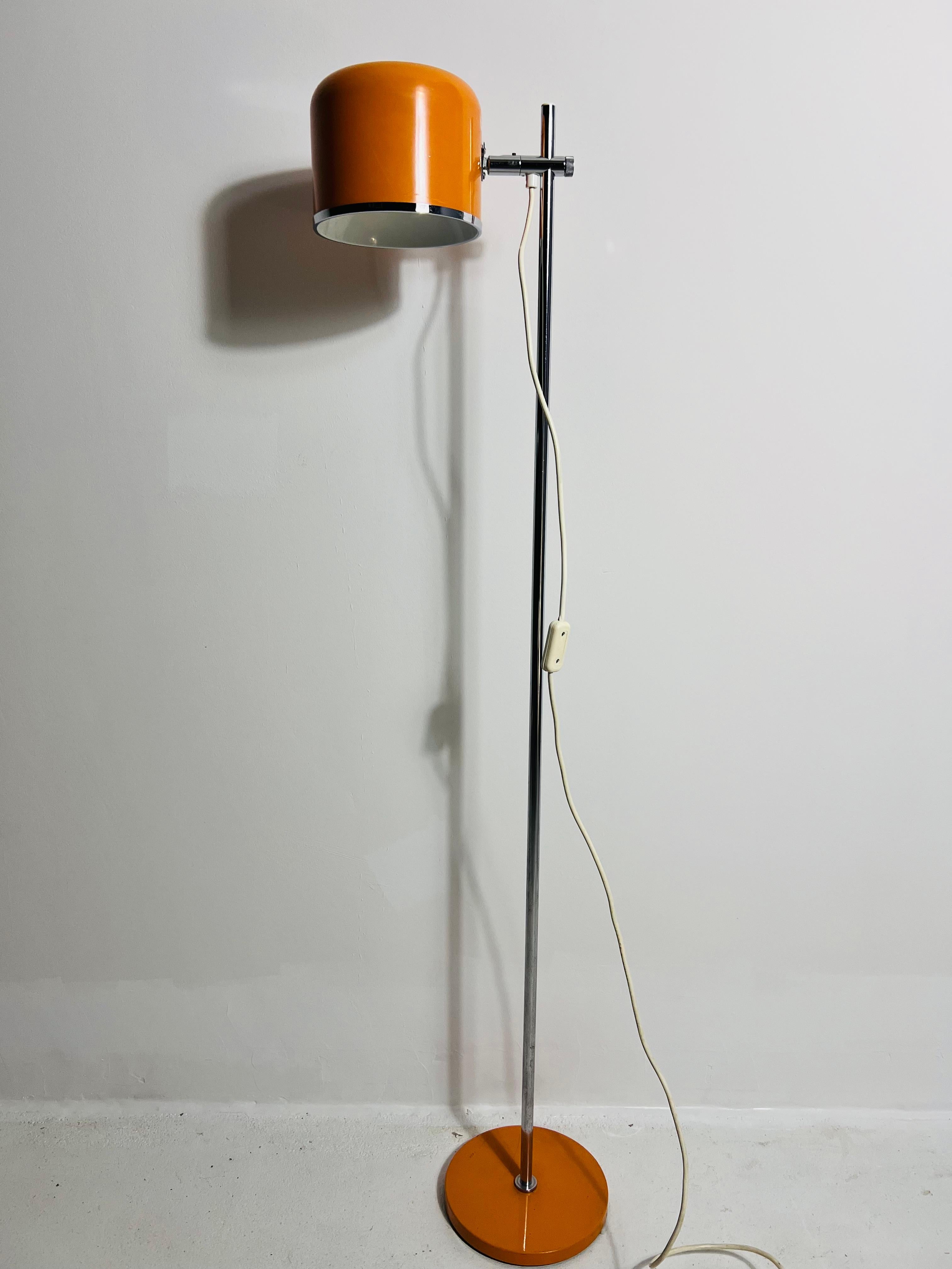 Late 20th Century Midcentury Orange Space Age Floor Lamp by Staff, Germany, 1970s For Sale