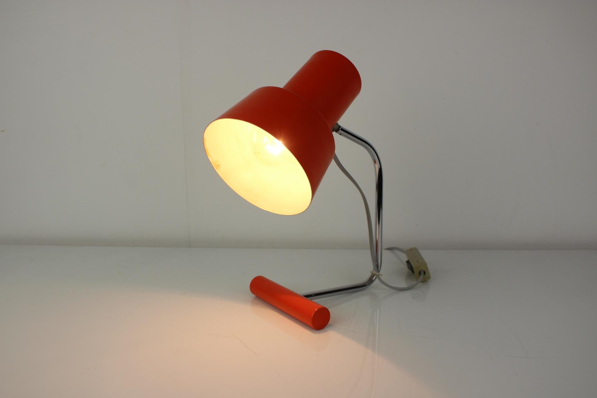 Metal Midcentury Orange Table Lamp/Napako Designed by Josef Hurka, 1970s For Sale