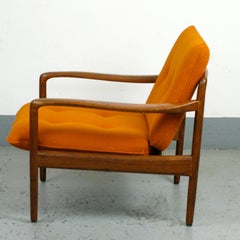 Sedia Easy Chair in teak arancione del Medioevo di Knoll Antimott, Germania