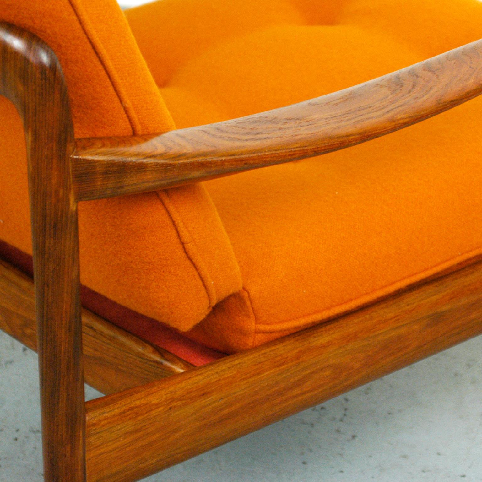 Mid-20th Century Midcentury Orange Teak Easy Chair by Knoll Antimott, Germany