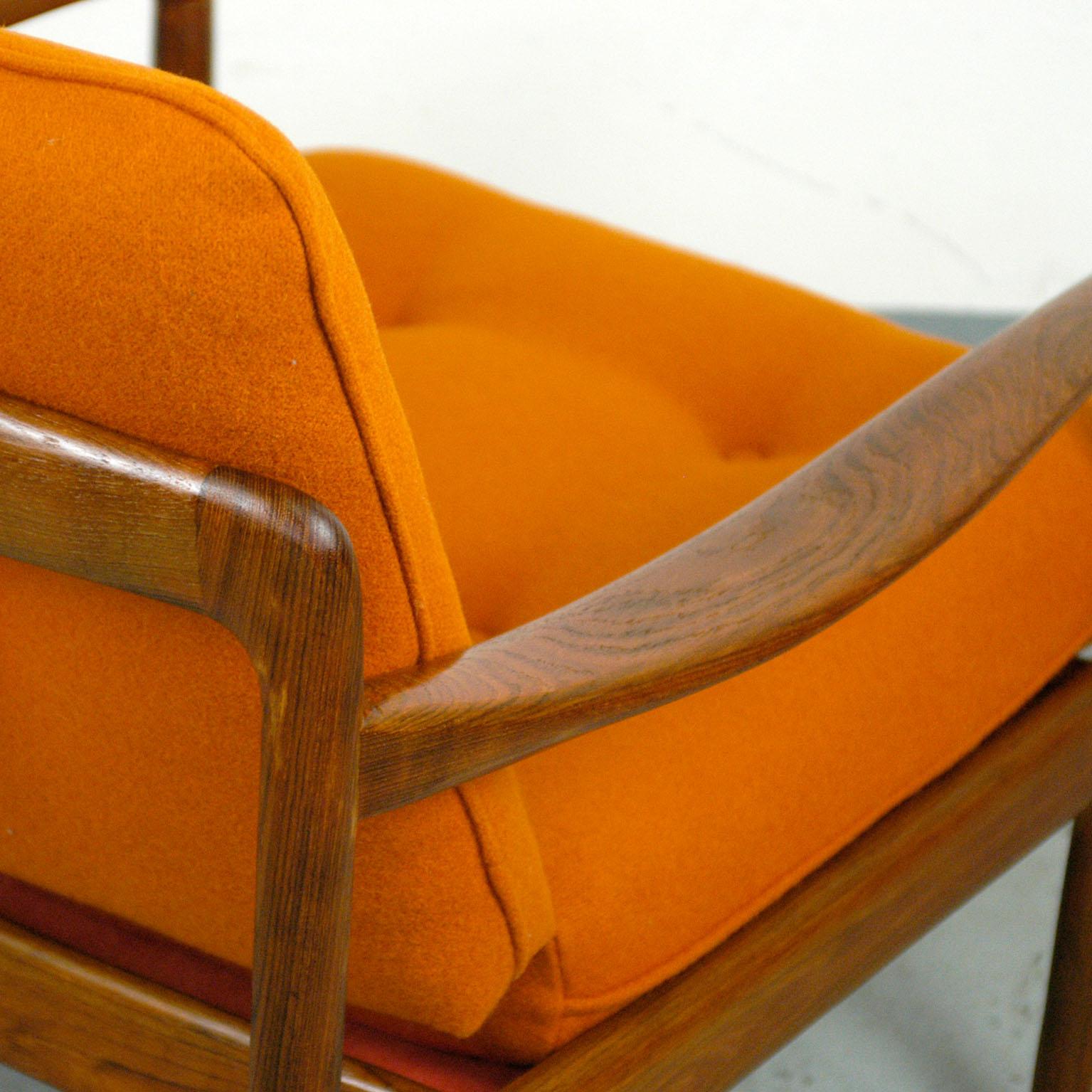 Midcentury Orange Teak Easy Chair by Knoll Antimott, Germany 2