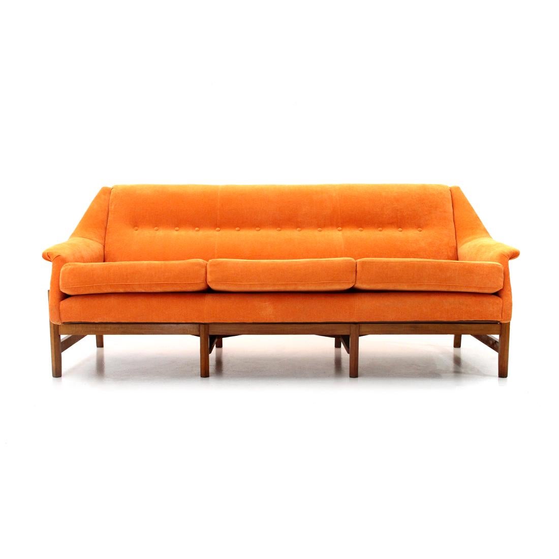 orange mid century sofa
