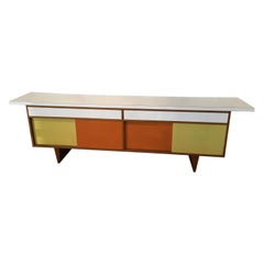 Retro Midcentury Orange, White and Yellow Console