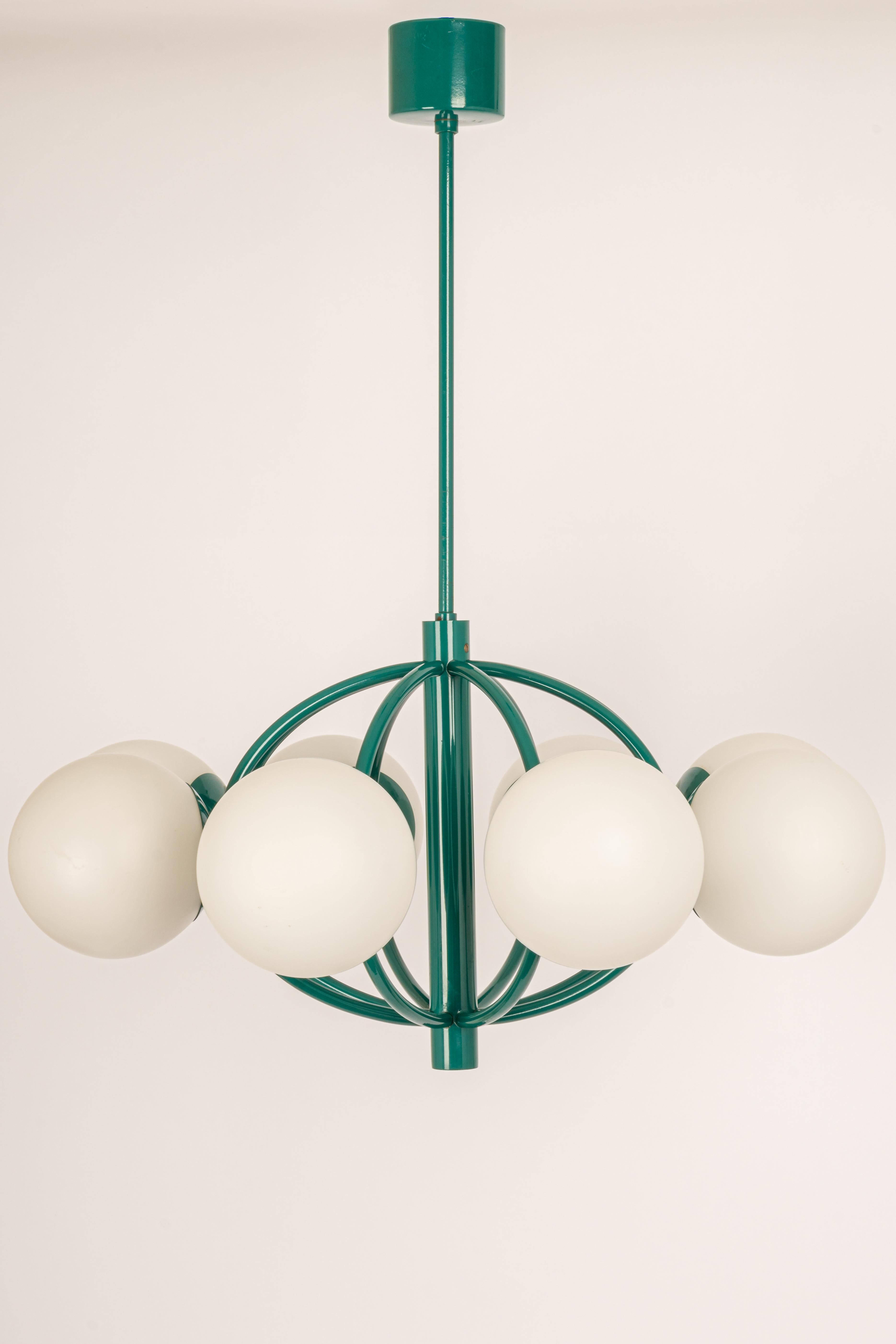 Midcentury Orbital Ceiling Lamp Pendant in Green by Kaiser, Germany, 1960s 1