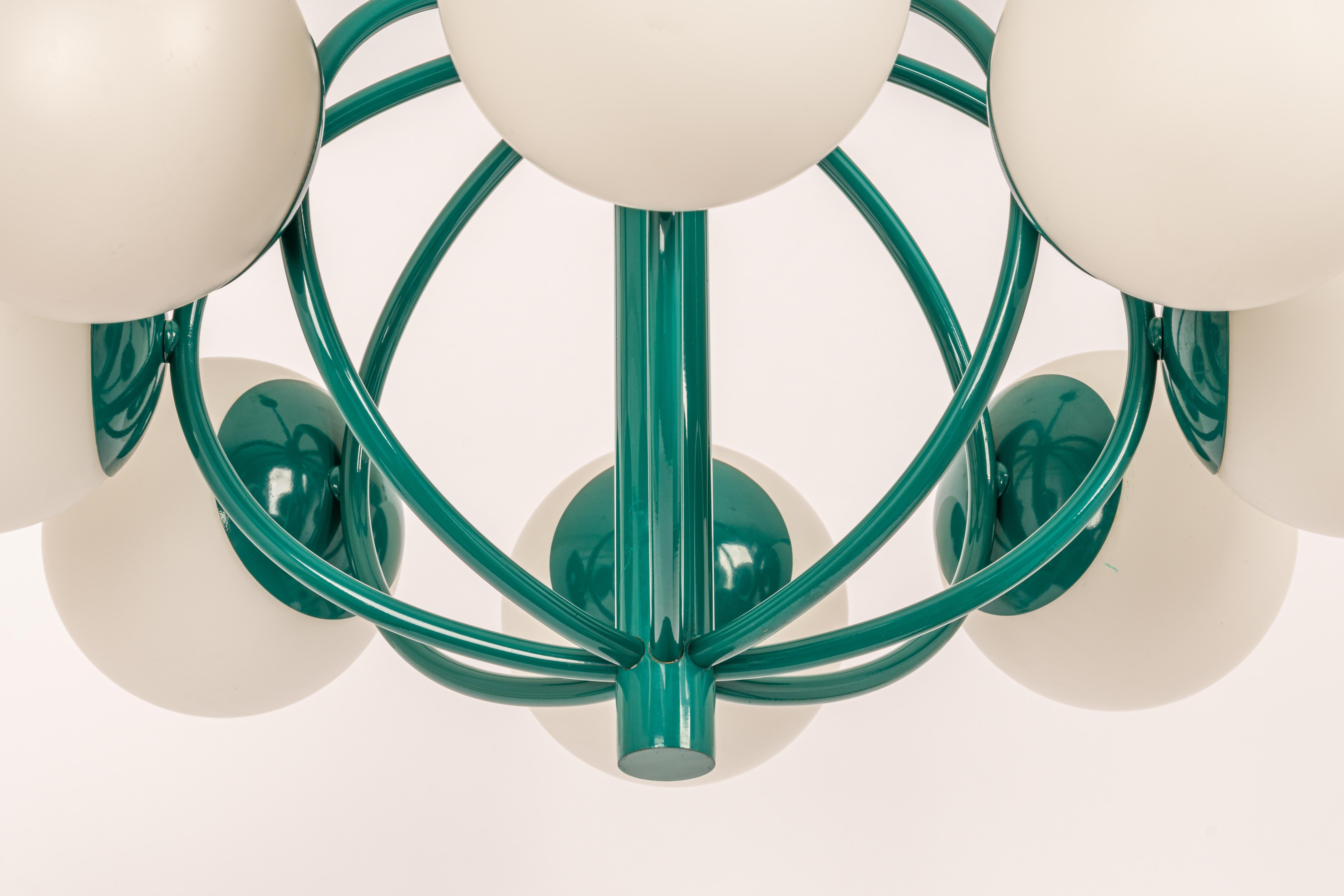 Midcentury Orbital Ceiling Lamp Pendant in Green by Kaiser, Germany, 1960s 3