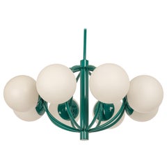 Midcentury Orbital Ceiling Lamp Pendant in Green by Kaiser, Germany, 1960s