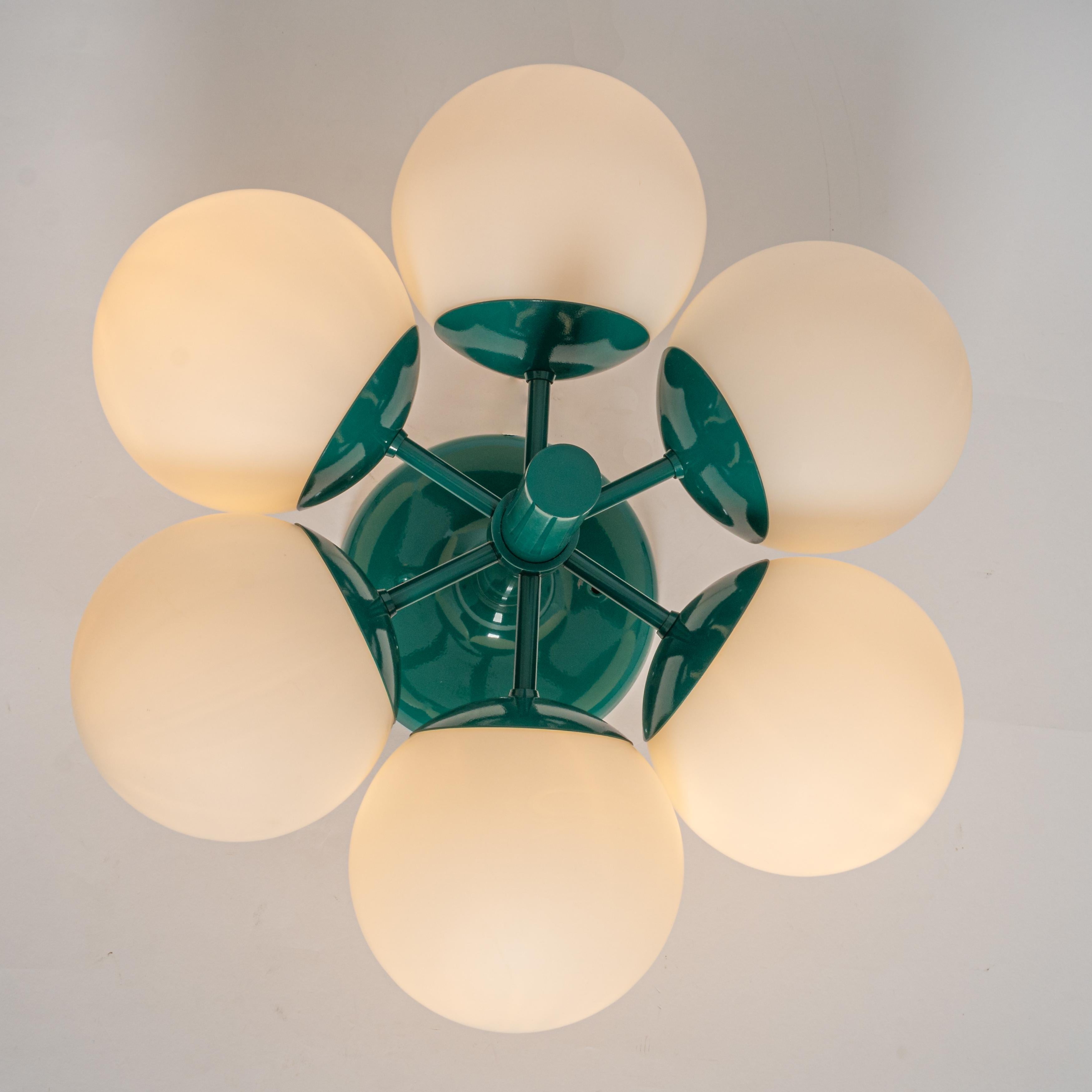 Midcentury Orbital Ceiling /Wall Lamp in Green by Kaiser, Germany, 1970s For Sale 4