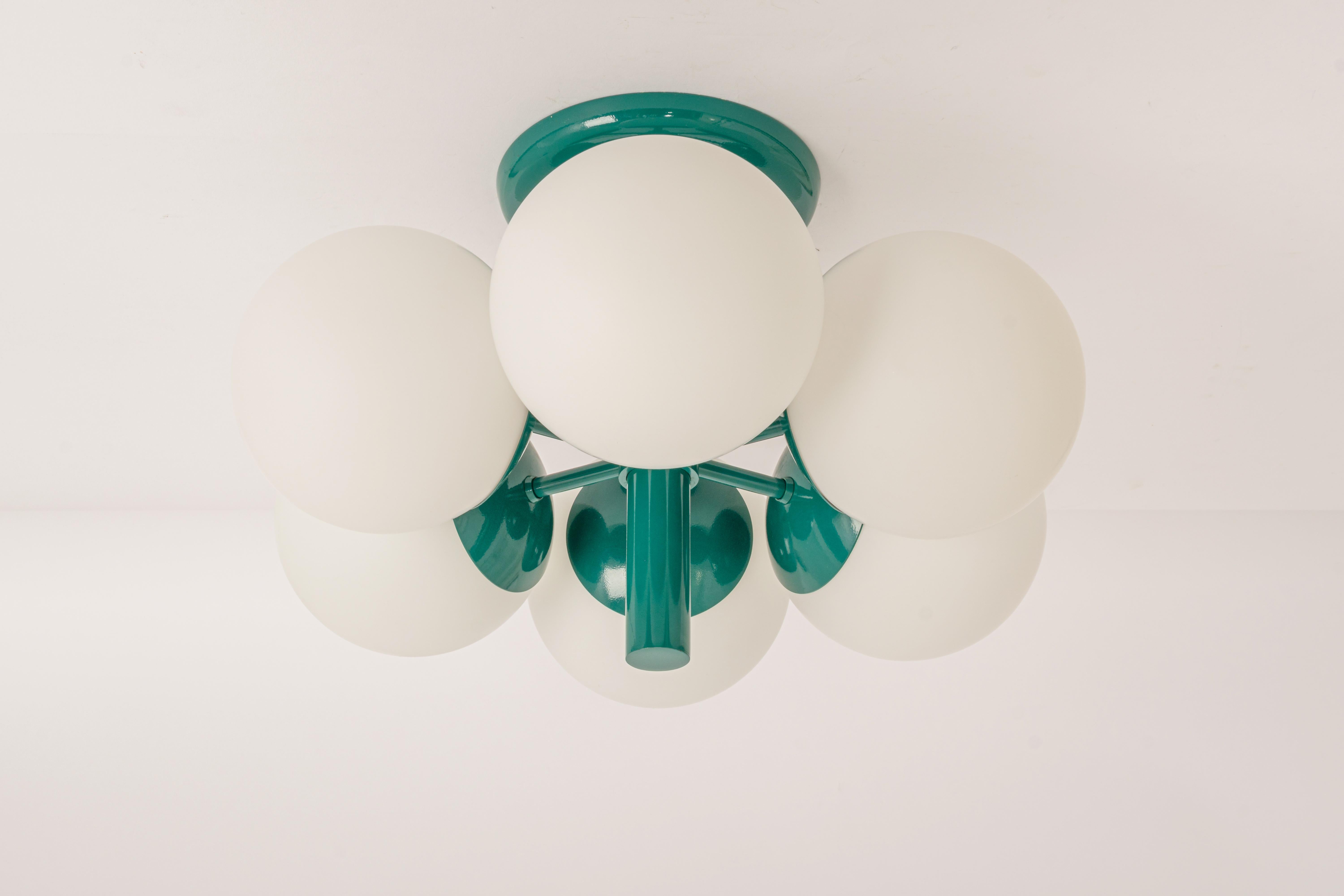 Midcentury Orbital Ceiling /Wall Lamp in Green by Kaiser, Germany, 1970s For Sale 7