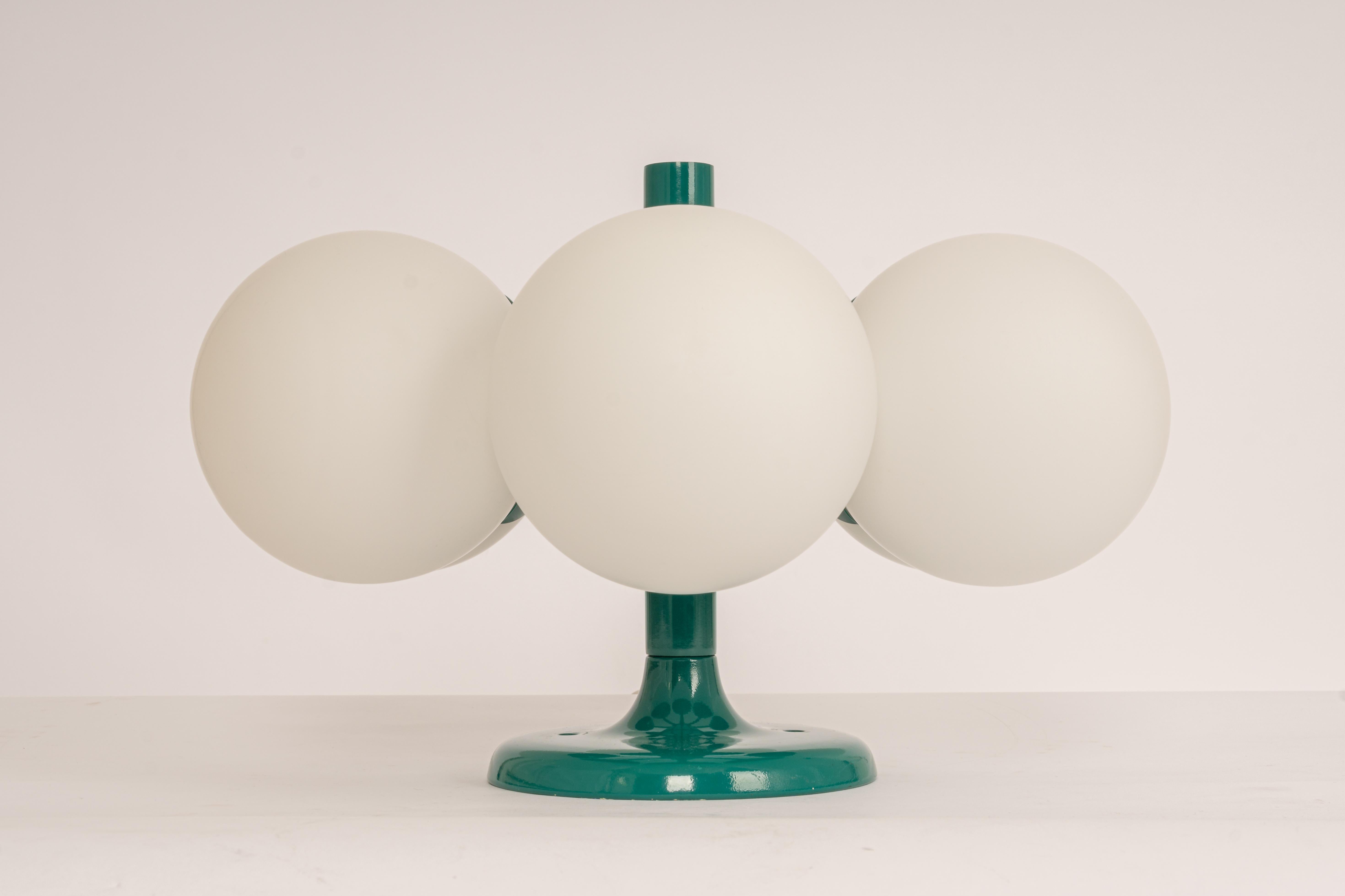 Mid-Century Modern Midcentury Orbital Ceiling /Wall Lamp in Green by Kaiser, Germany, 1970s For Sale