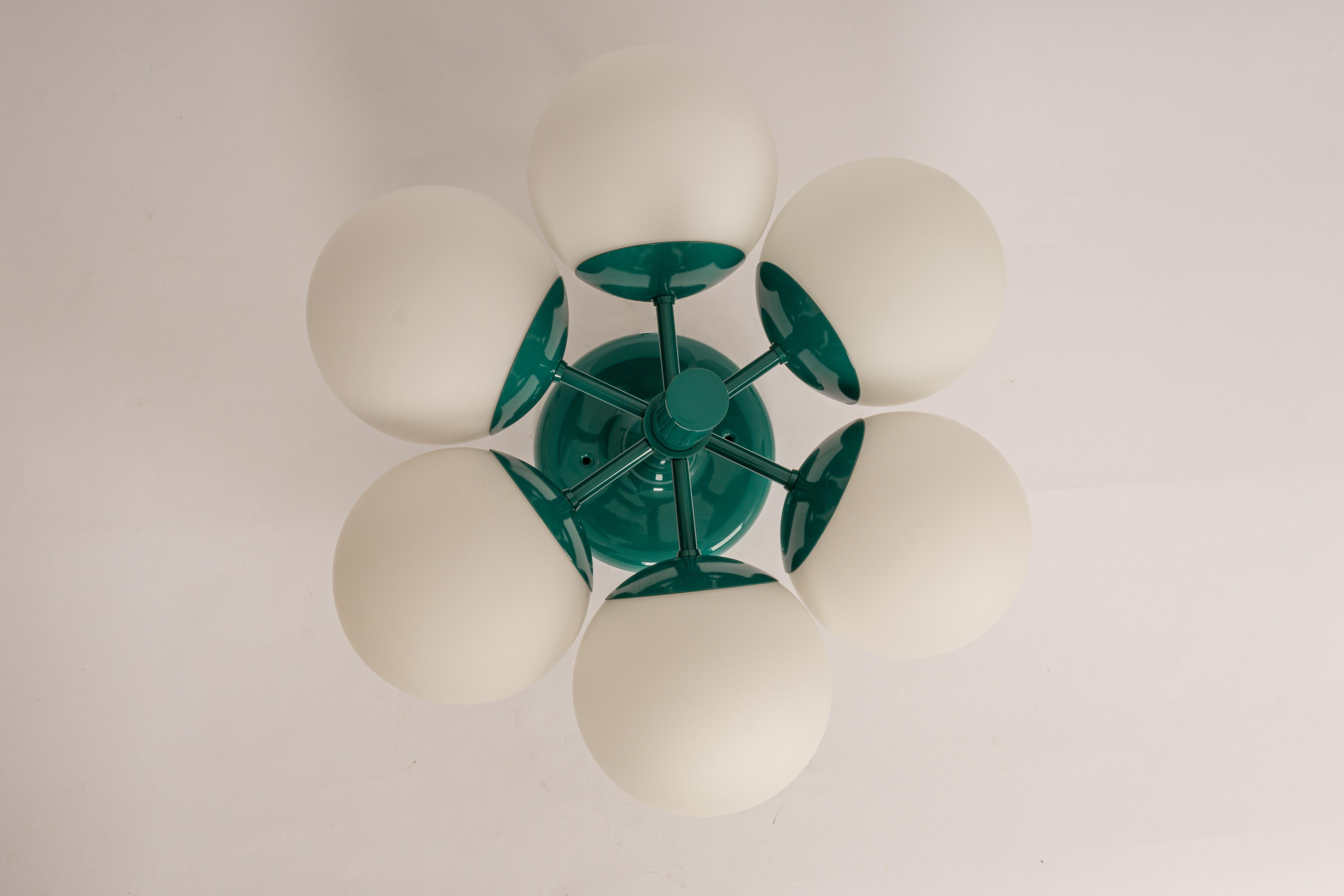 Late 20th Century Midcentury Orbital Ceiling /Wall Lamp in Green by Kaiser, Germany, 1970s For Sale
