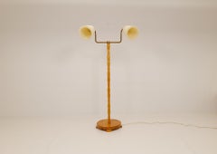 Midcentury Organic Floor Lamp in Birch and Brass Sweden, 1950s