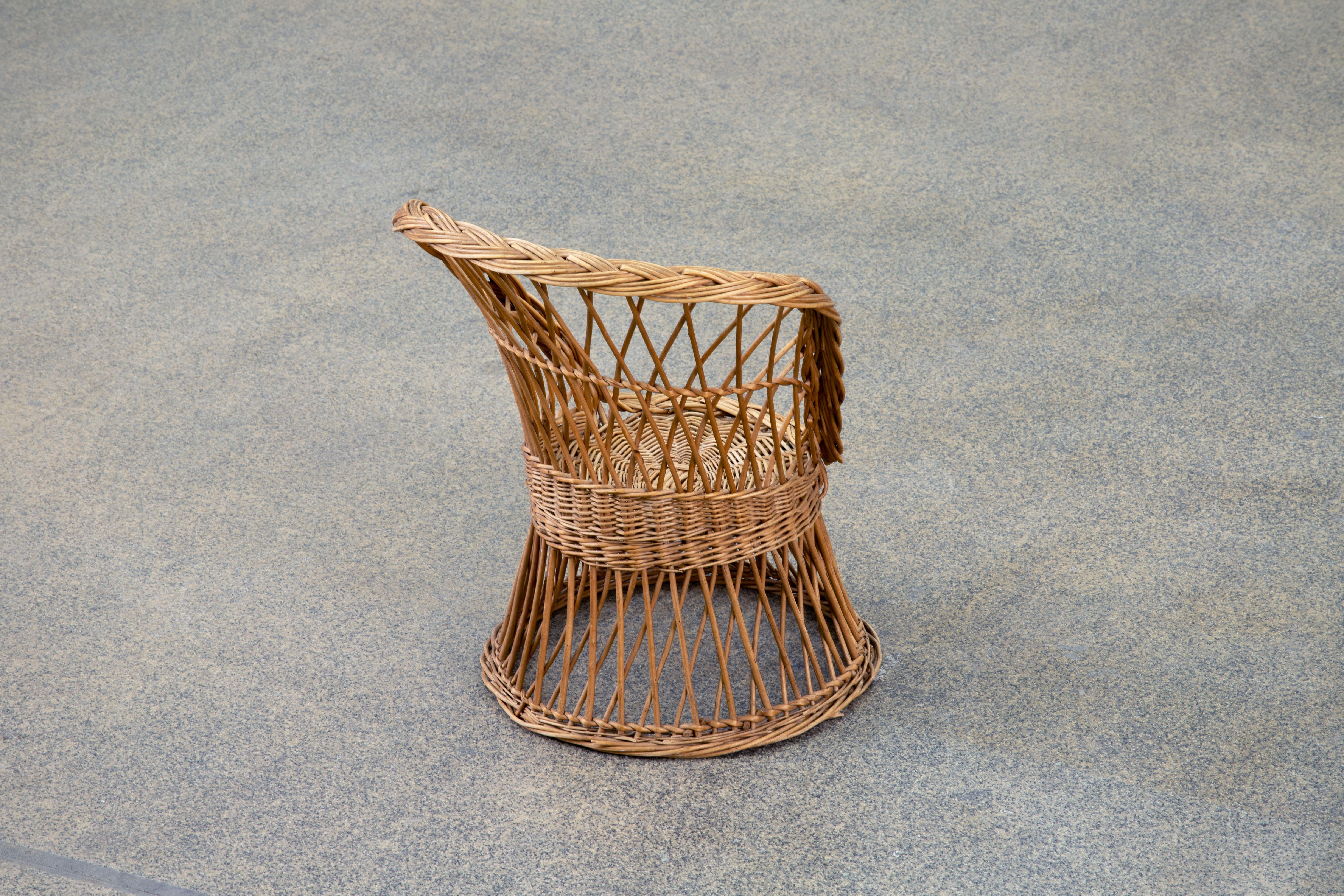 Midcentury Organic Kid Rattan Chair, 1960s, France For Sale 2