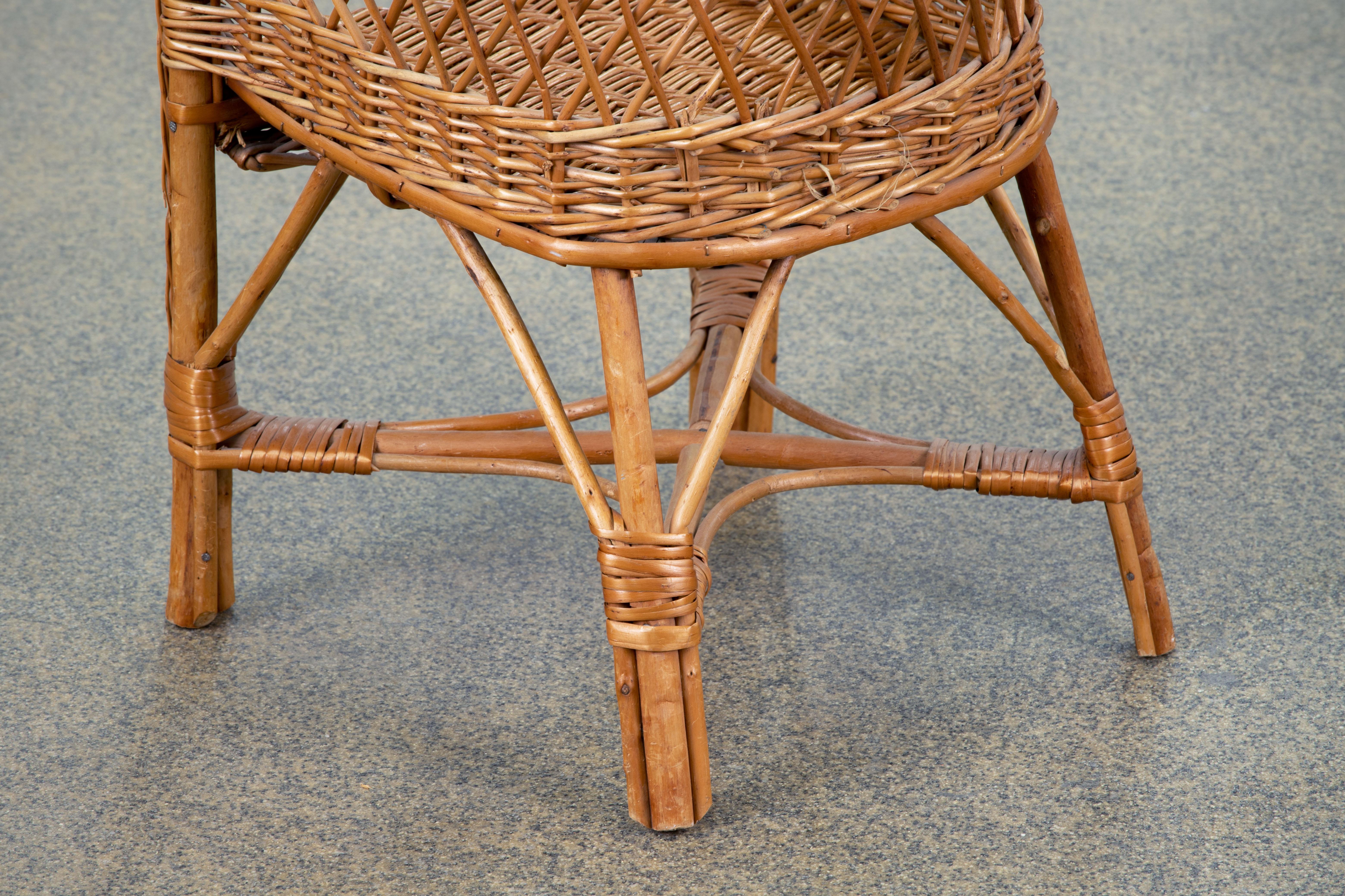 Midcentury Organic Kid Rattan Chair, 1970s, France For Sale 2