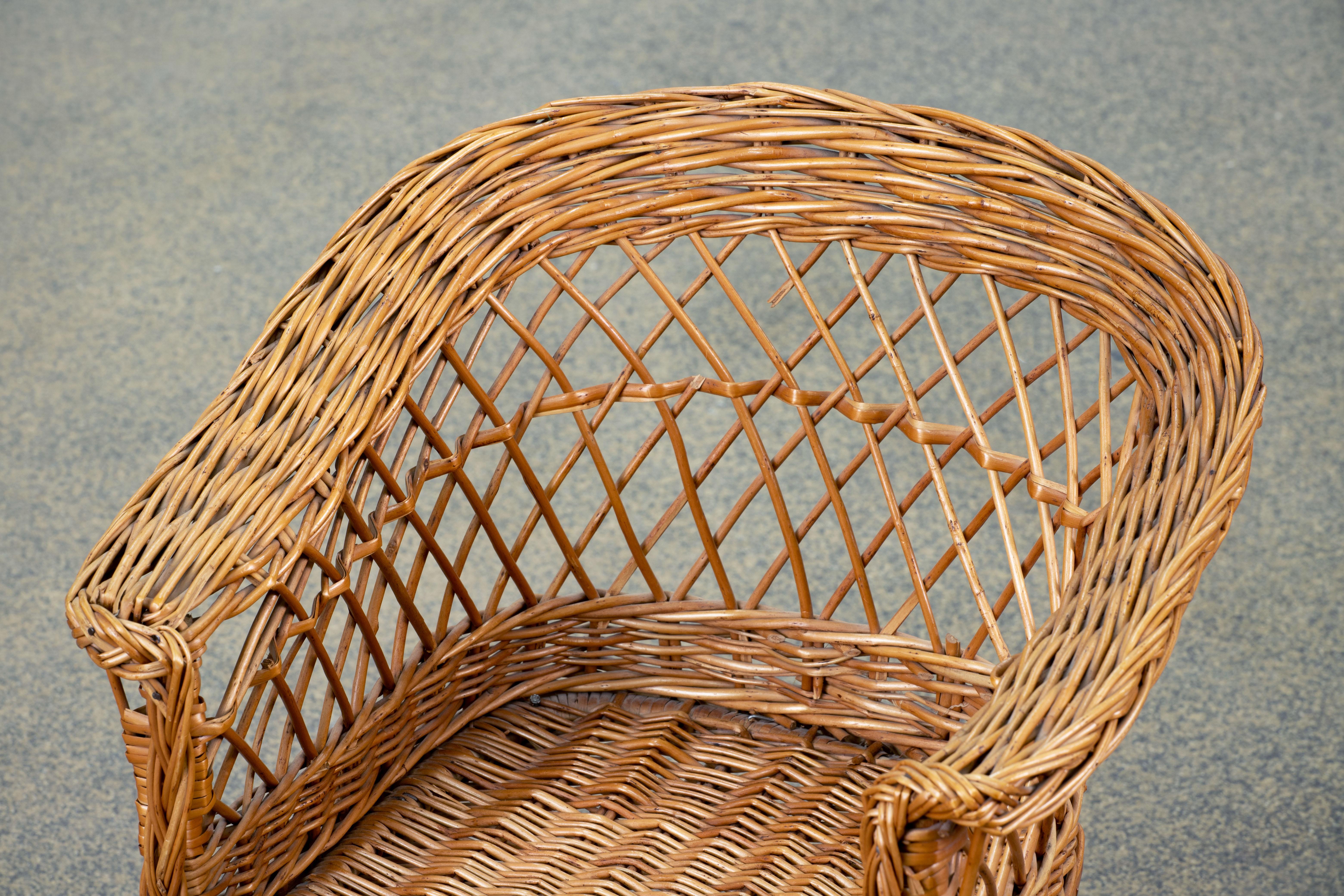 Midcentury Organic Kid Rattan Chair, 1970s, France In Good Condition For Sale In Wiesbaden, DE