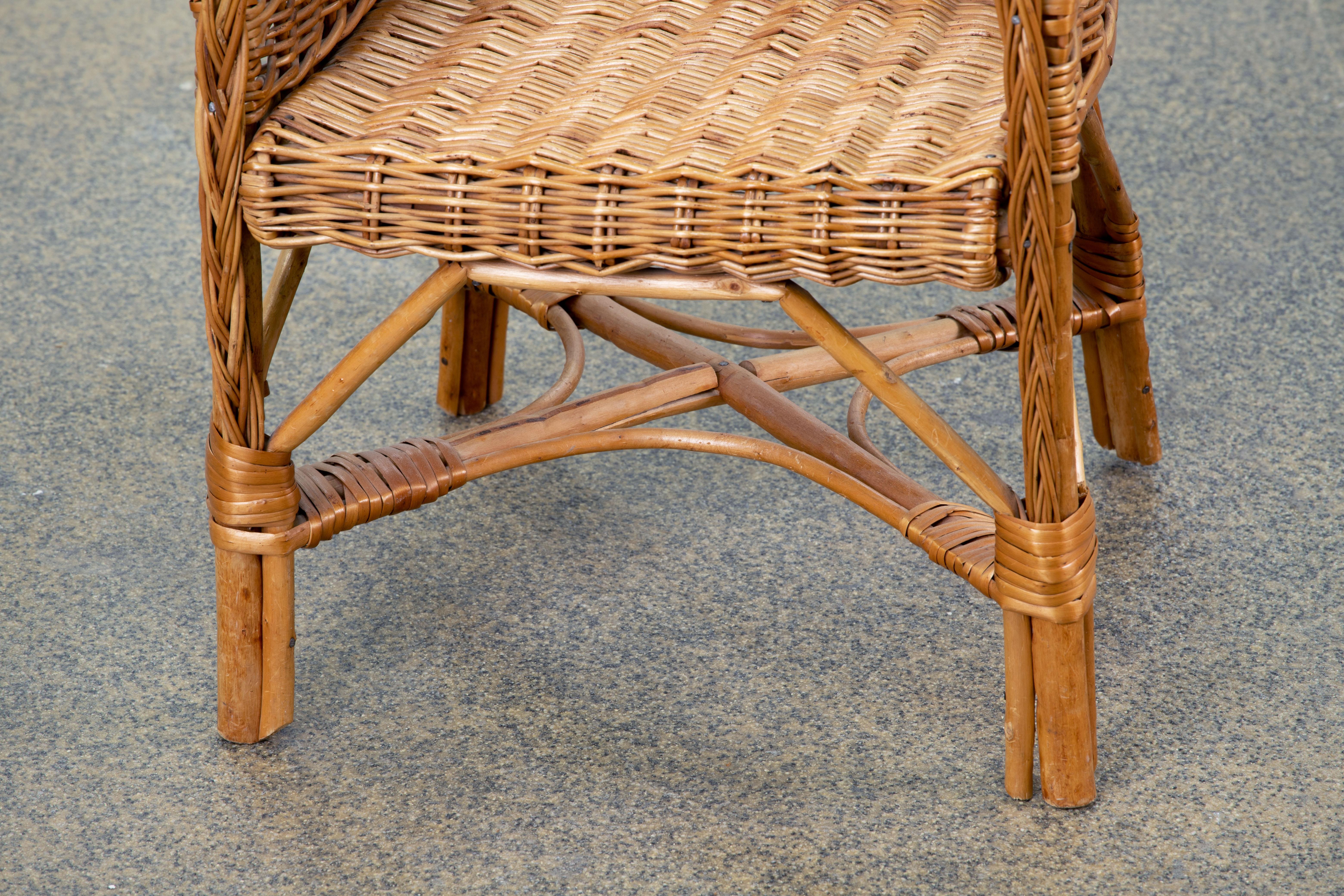 20th Century Midcentury Organic Kid Rattan Chair, 1970s, France For Sale