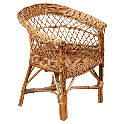 Midcentury Organic Kid Rattan Chair, 1960s, France For Sale at 1stDibs