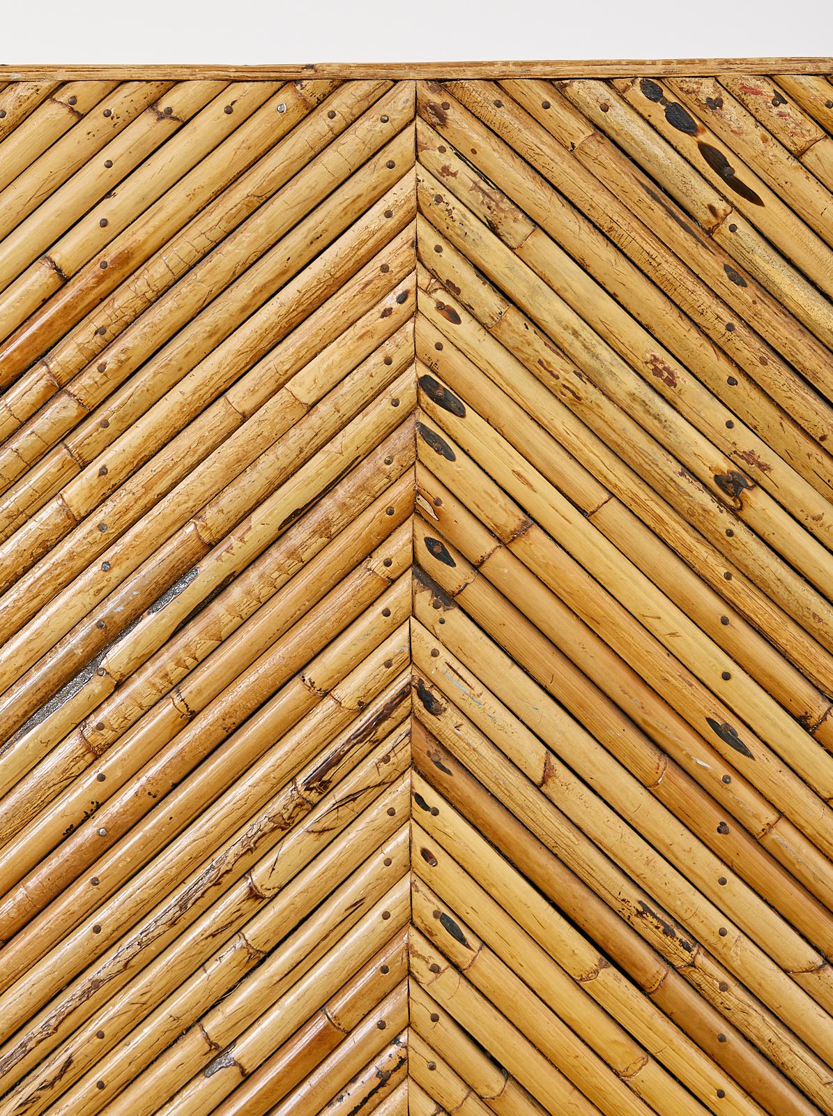 Mid-century Organic Modern Bamboo Rattan Settee 11