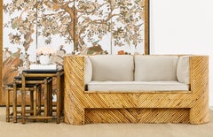 Mid-century Organic Modern Bamboo Rattan Settee