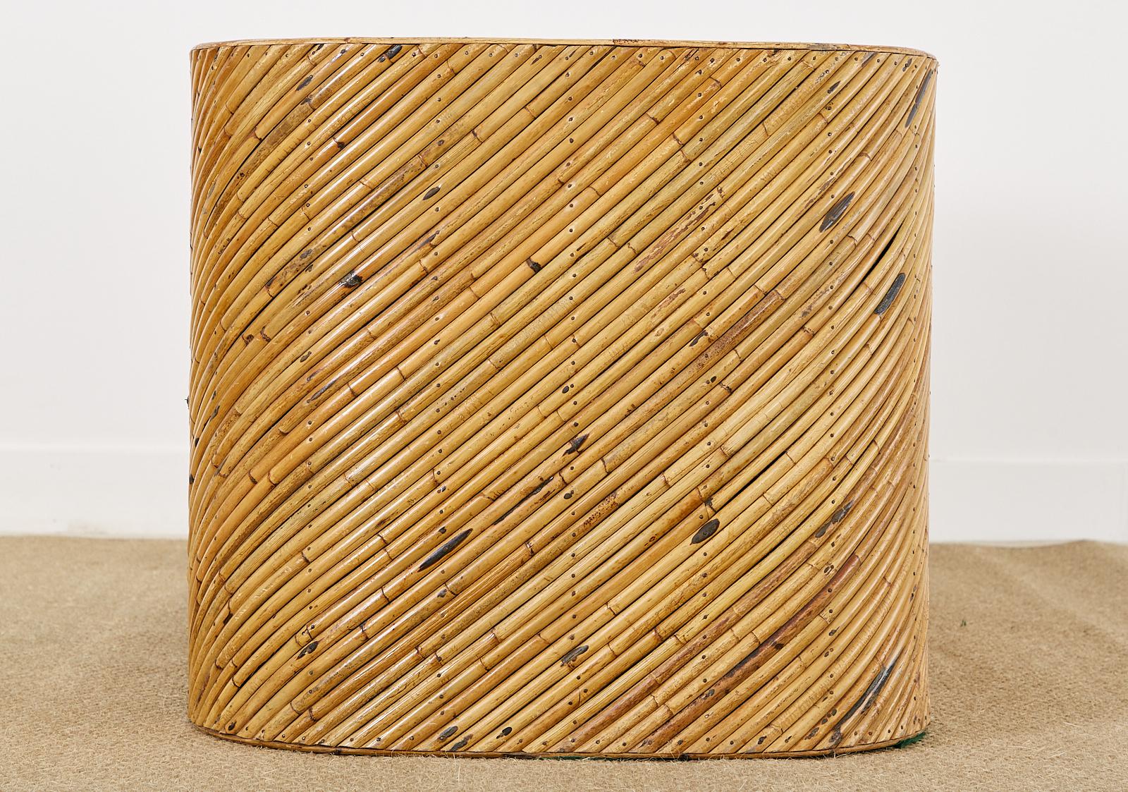 Mid-century Organic Modern Bamboo Rattan Settee 2
