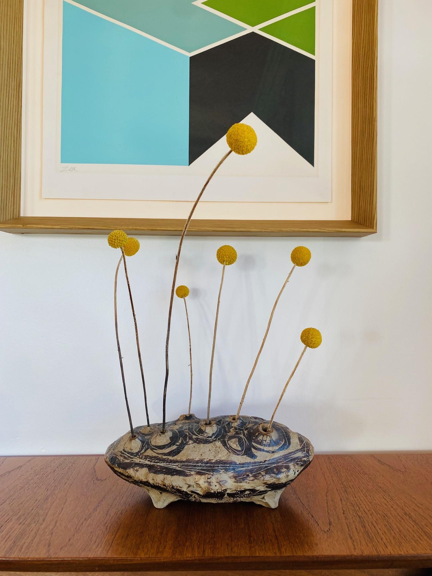 Mid-Century Modern Midcentury Organic Modern Ceramic Ikebana Vase Sculpture 1960s For Sale