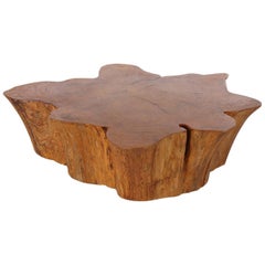 Midcentury Organic Modern Live Edge Cocktail Table, Studio Made on Casters