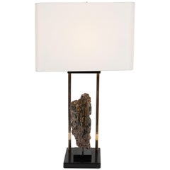 Organische Moderne Tischlampe aus Mica, Messing, schwarzer Emaille und Harz, Mitte des Jahrhunderts