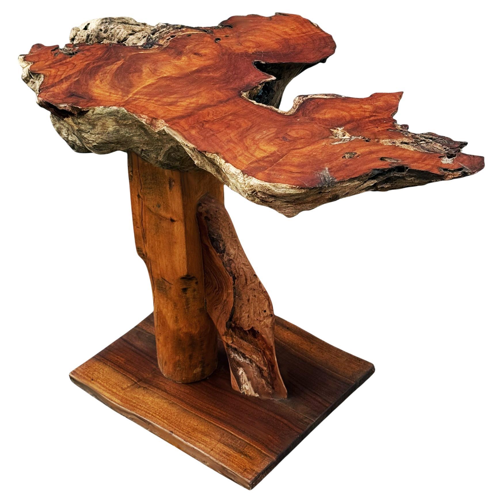 Midcentury Organic Modern Nakashima Style Live Edge Walnut Side or End Table For Sale