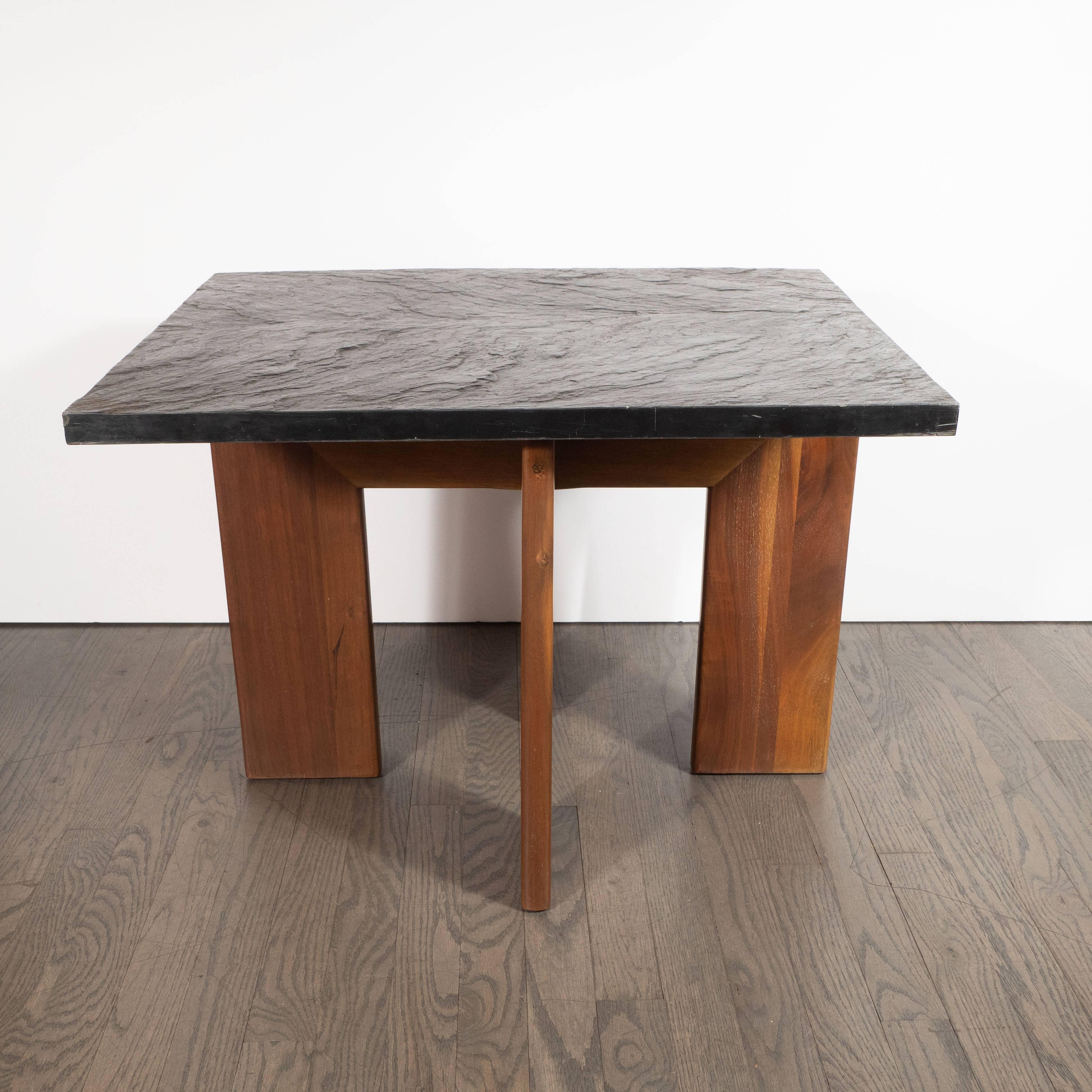 Midcentury Organic Modern Slate & Walnut Occasional Table by Adrian Pearsall 4