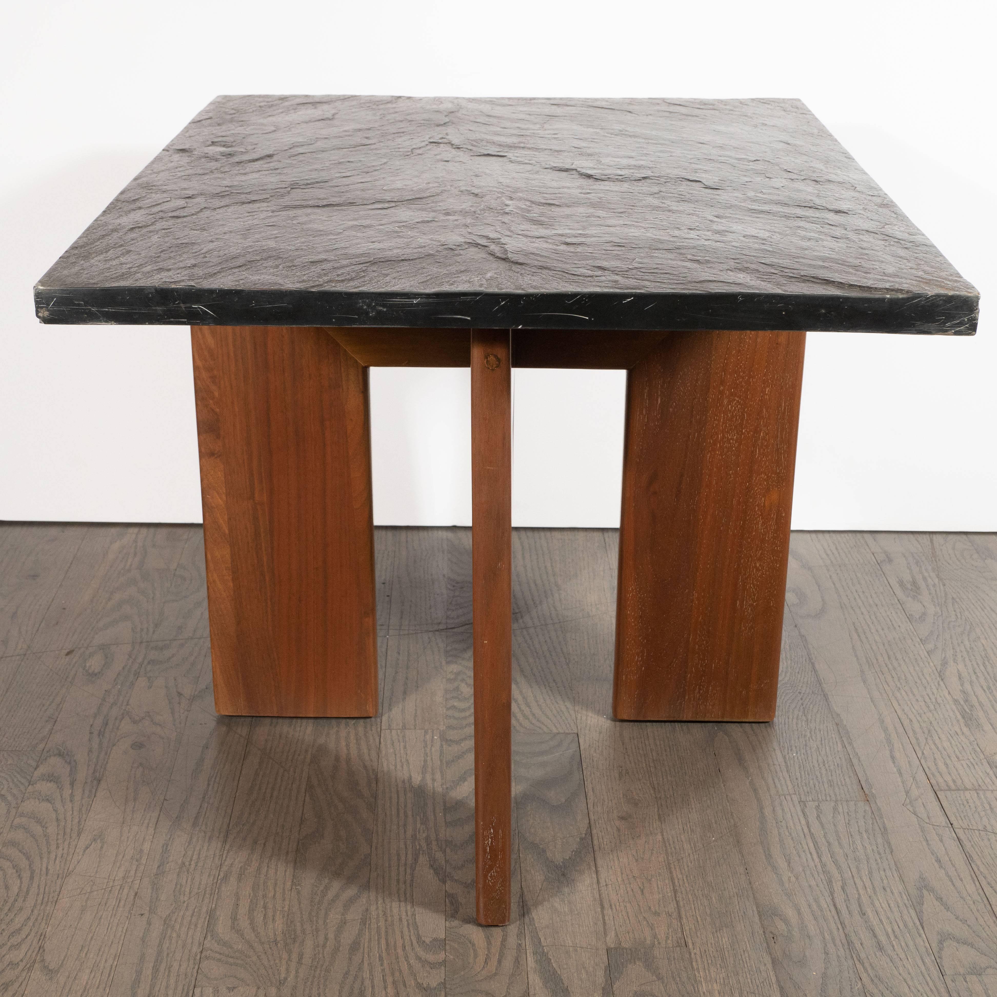 Midcentury Organic Modern Slate & Walnut Occasional Table by Adrian Pearsall 6