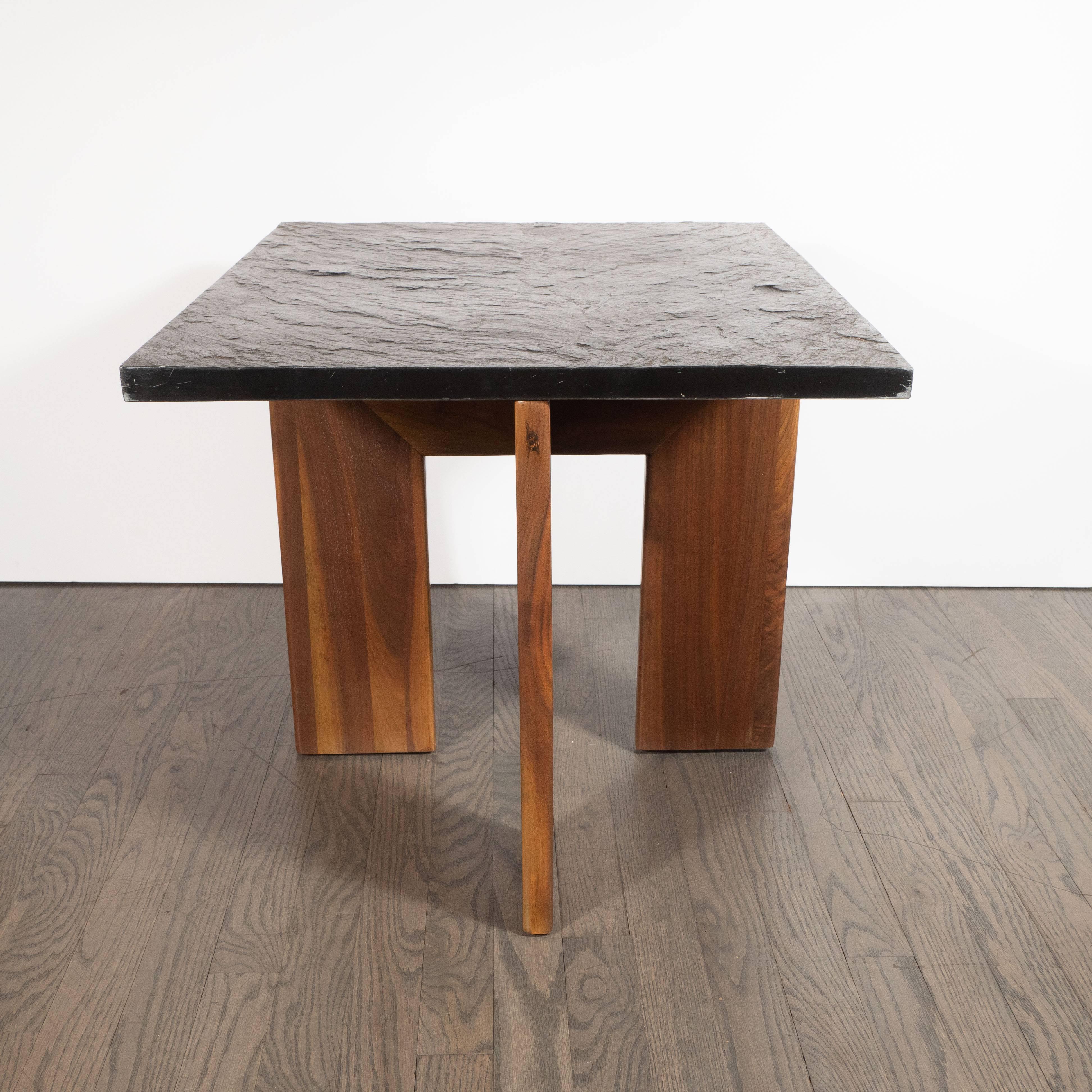 Midcentury Organic Modern Slate & Walnut Occasional Table by Adrian Pearsall 3