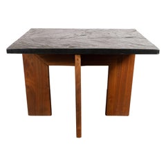 Midcentury Organic Modern Slate & Walnut Occasional Table by Adrian Pearsall