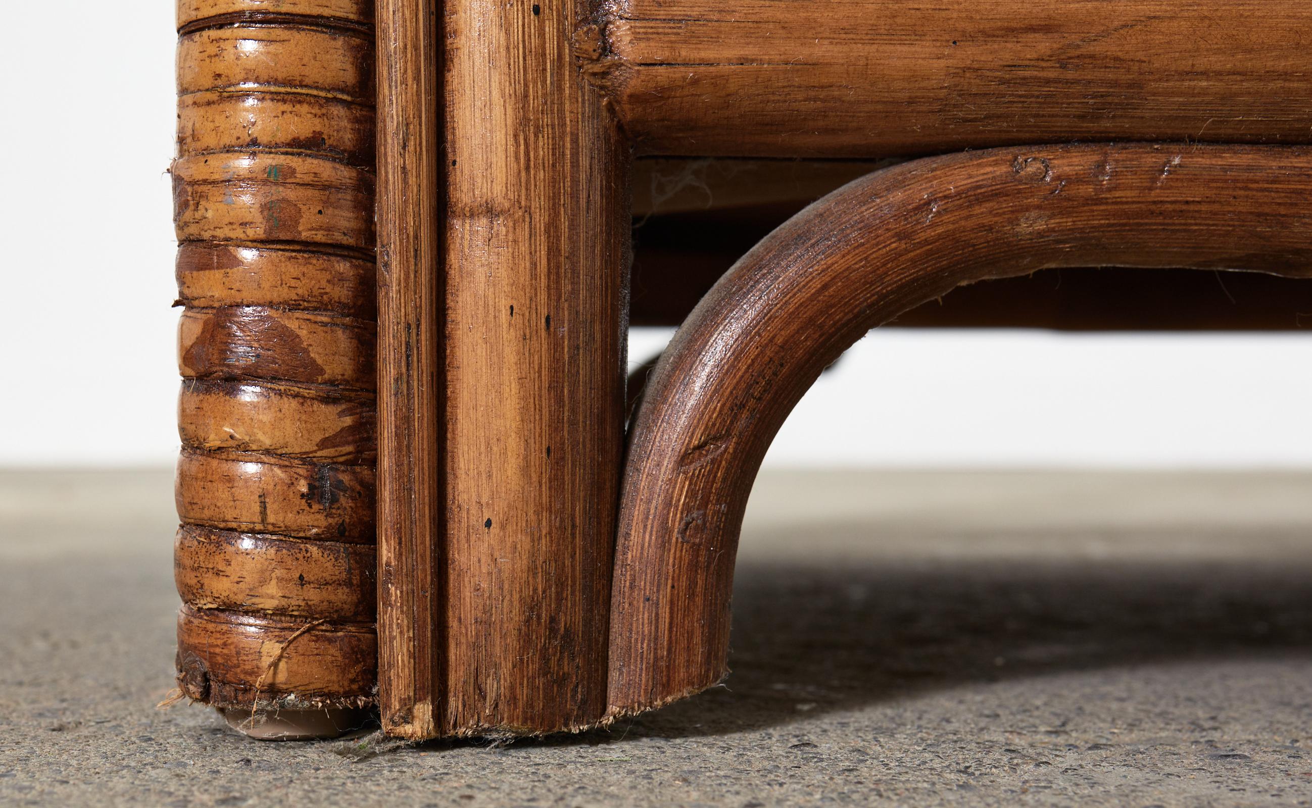 Midcentury Organic Modern Style Bamboo Rattan Console Table For Sale 4