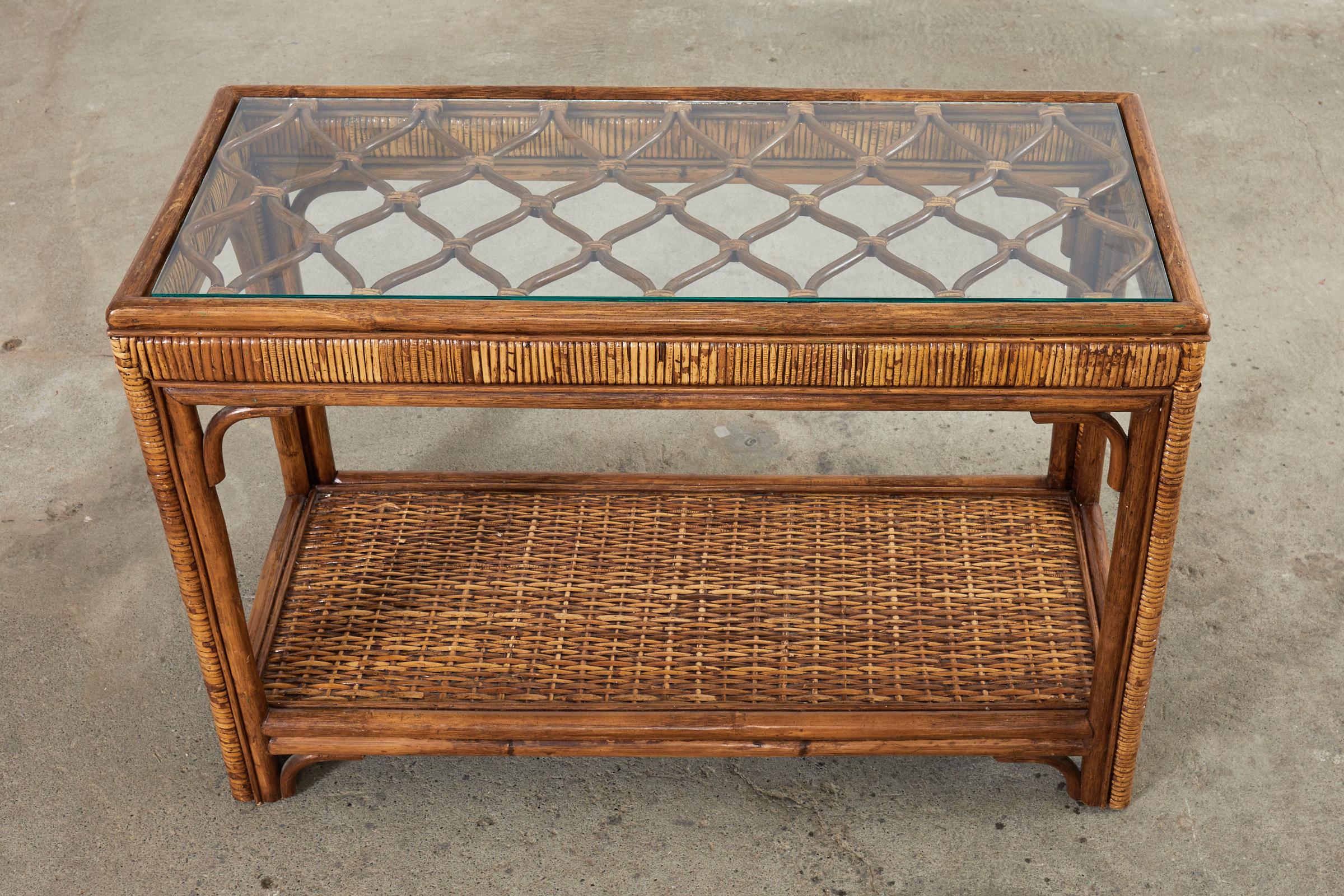 vintage wicker console table