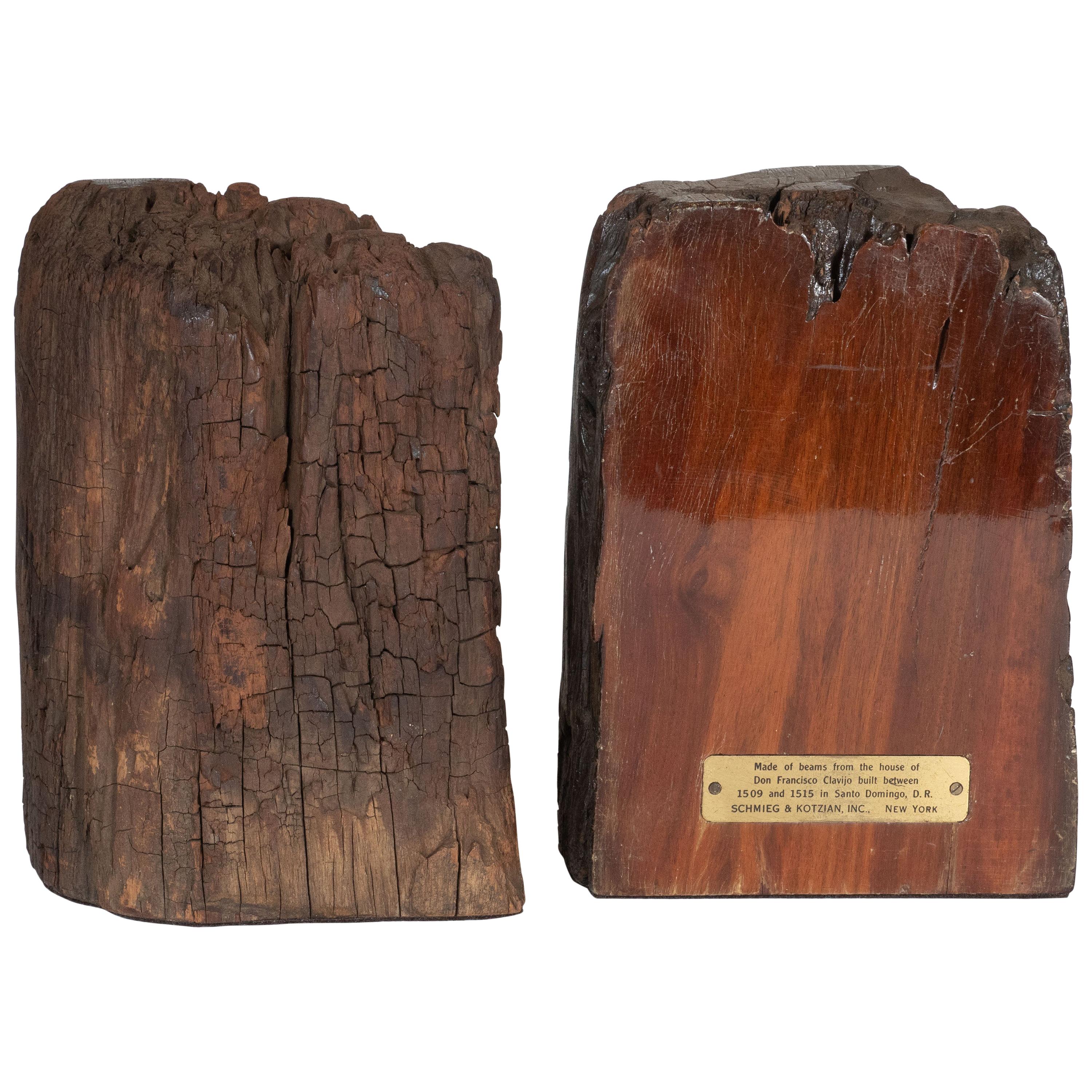 Midcentury Organic Schmieg & Kotzian Caobo Bookends from 16th Century Beams