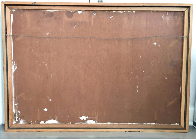 Midcentury Original Oil on Masonite "Abstract" Painting by Burton at 1stDibs