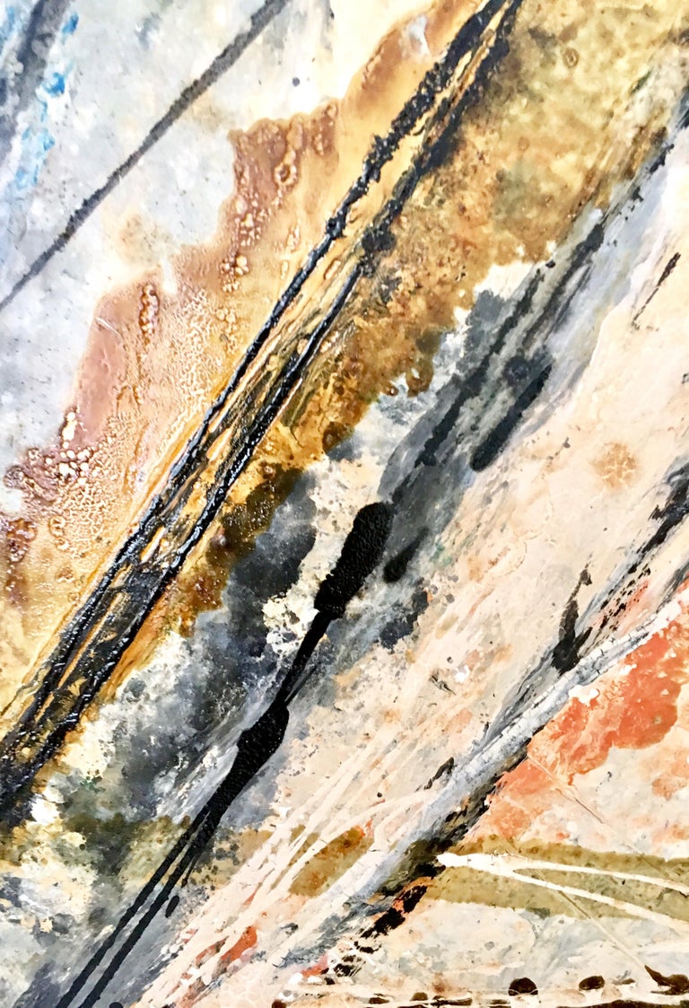 Midcentury Original Oil on Masonite "Abstract" Painting by Burton at