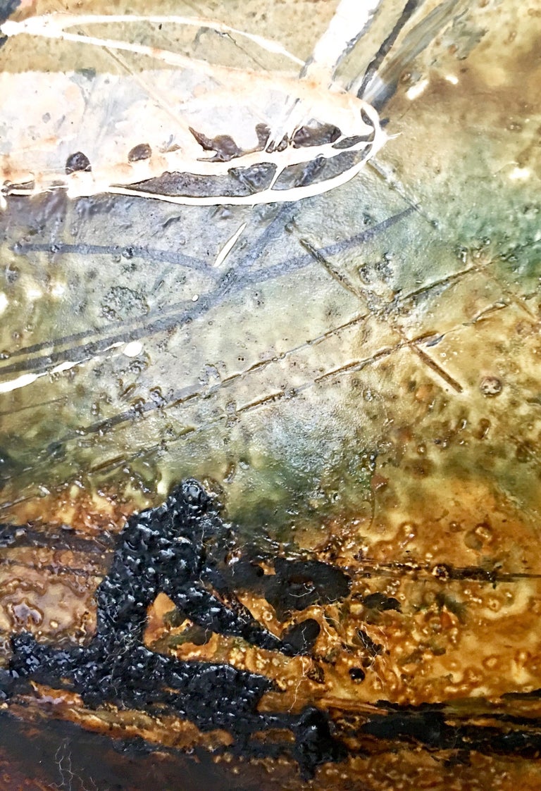 Midcentury Original Oil on Masonite "Abstract" Painting by Burton at