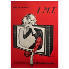 Midcentury Original Vintage French Poster, 'Schaub-Lorenz Television L.M.T.'