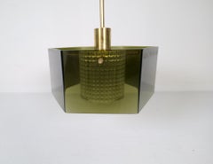 Midcentury Orrefors Carl Fagerlund Ceiling Light with Hand Blown Green Glass