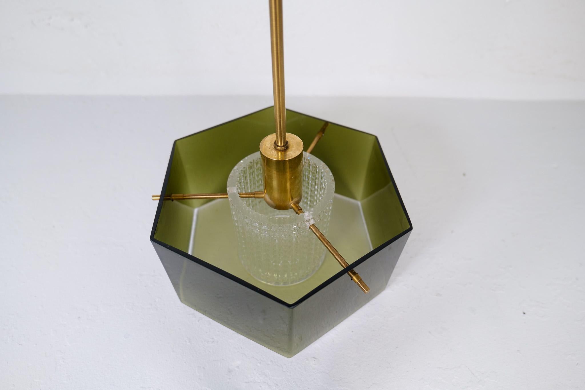 Mid-20th Century Midcentury Orrefors Carl Fagerlund Ceiling Light with Hand Blown Green Glass