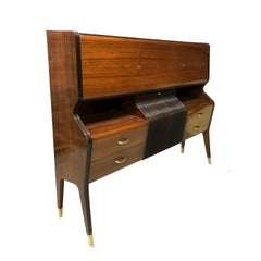 Midcentury Osvaldo Borsani Cabinet with Splayed Legs and Mirrored Interior