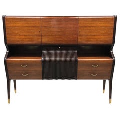 Midcentury Osvaldo Borsani Cabinet with Splayed Legs and Mirrored Interior