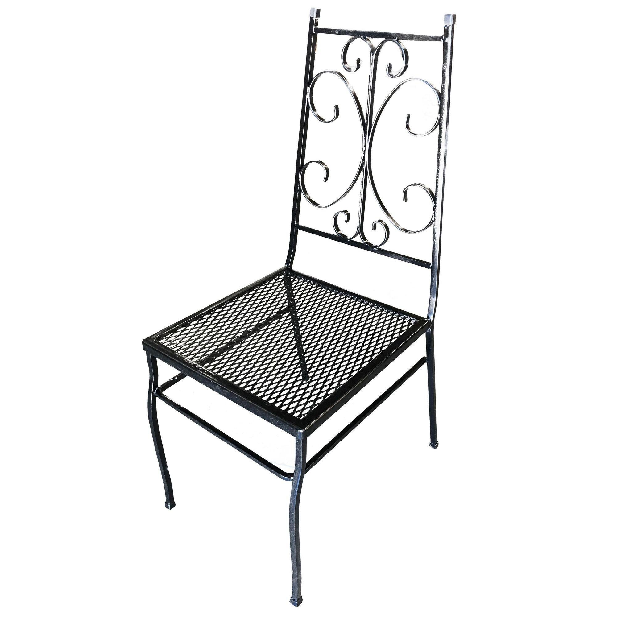 American Midcentury Outdoor/Patio Side Chair with Scrolling Pattern, Set of Four For Sale