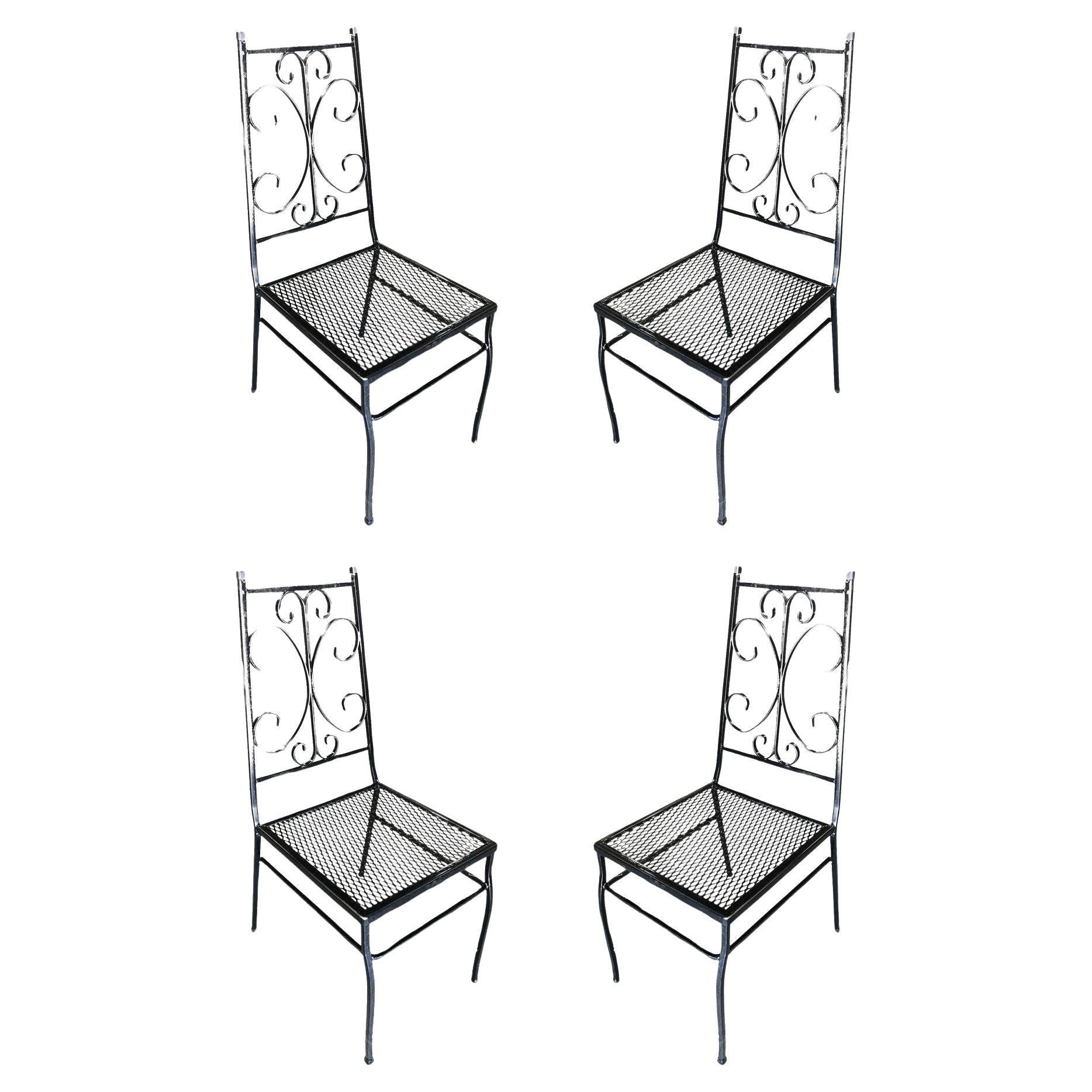 Midcentury Outdoor/Patio Side Chair with Scrolling Pattern, Set of Four For Sale
